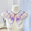 Floral Embroidery Hanfu Fake Collar Colorful Chinese Style Lace Fake Collar Pearl Detachable Decoration Shirt Collar