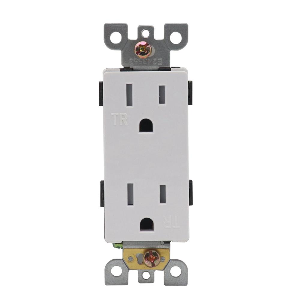 125V 15A White US Plug Socket For Trailers, Campers, RVs, Grades UL94-V2