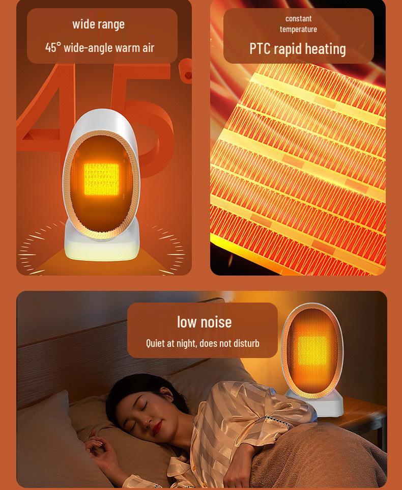Quick Heat PTC Electric Fan Heater for Living Room & Bedroom - Low Noise, Safe Tip-Over Feature