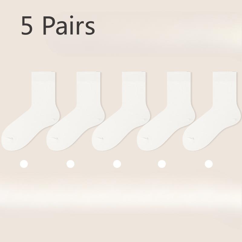 5 Pairs of Ladies Spring and Autumn Pure Cotton Boneless Tube Cotton Socks