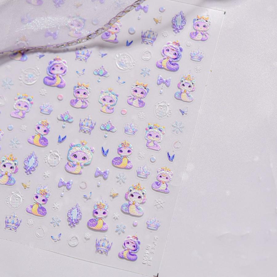 1pcs Cute Sketching Graffiti Animal Cat Dog Rabbit Bear Laser Nail Art Sticker Designs Self Adhesive Decoration Decal Acessories