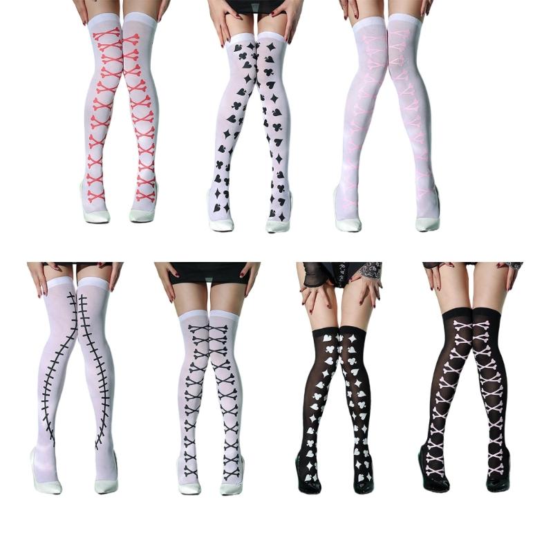 Overknee-Strümpfe Halloween Oberschenkelhohe Strümpfe Bedruckte Lange Strümpfe für Damen Mädchen Geschenke