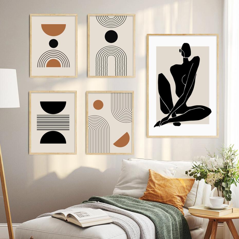 Boho Matisse Poster Beige Black Abstract Line Art Canvas Paintings Wall Print Pictures Bedroom Living Room Interior Home Decor