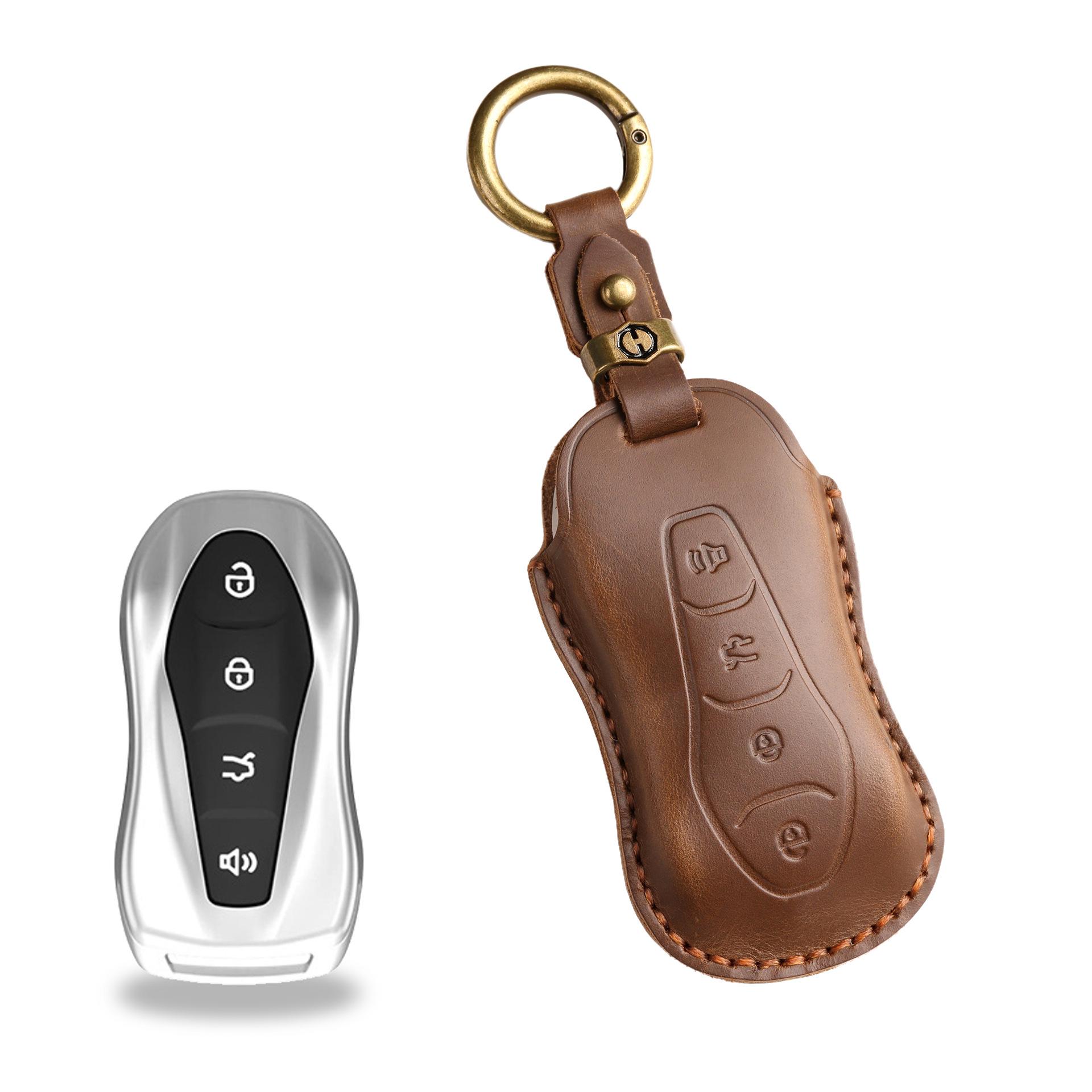 

Ретро чехол для ключа подходит для Geely Xingyue Car Boyue Pro, пряжка-ракушка, ручная работа, кожаная сумка для защиты ключа коричневый