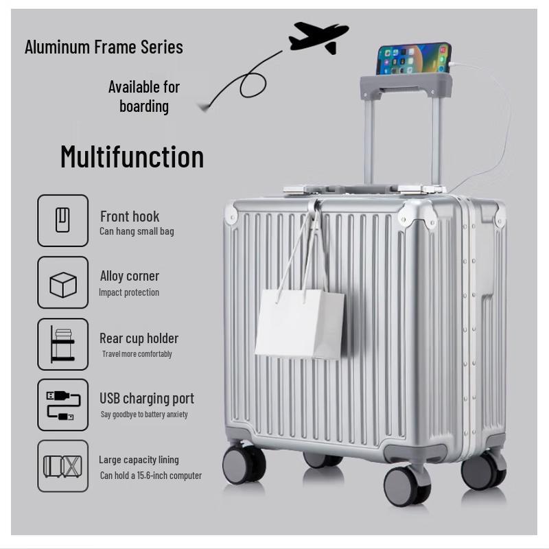 Zhilu Aluminum Frame Hardside Carry-on Spinner Luggage 18-inch
