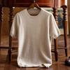 Men's Beige Crew Neck Short Sleeve Knit Top Soft Casual Daily Sweater