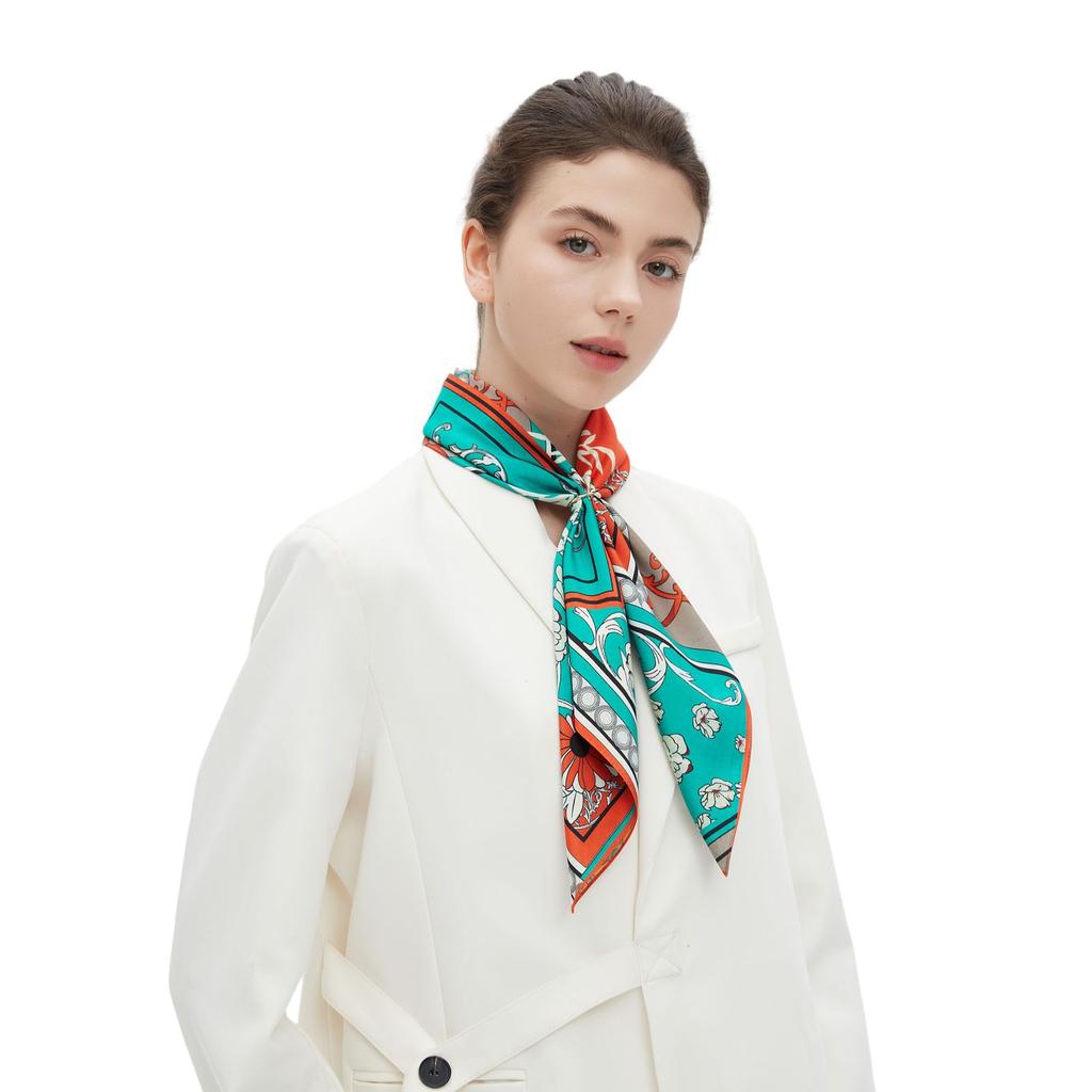 Youpin spring, summer and autumn headscarf antibacterial, anti-wrinkle and antistatic double-sided printed silk scarf square scarf