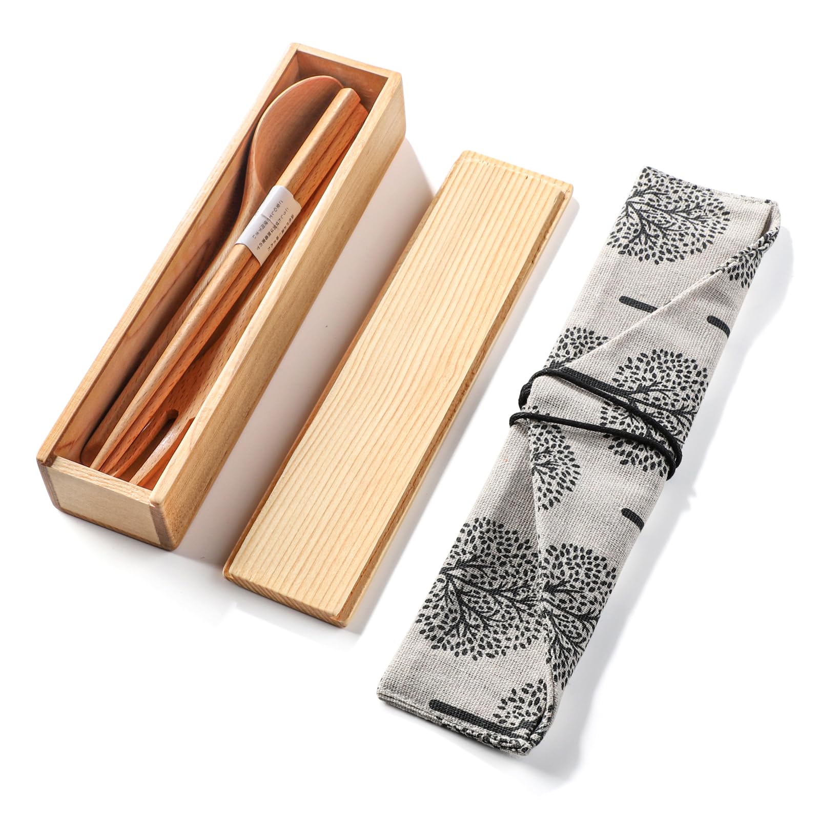

Natural wooden chopsticks set spoon and fork set Comes with wooden box and chopsticks bag Chopsticks,