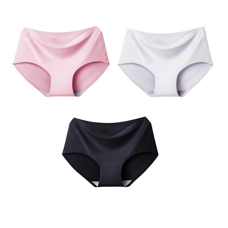 3pcs Sexy Women Panties Ice Silk Seamless Underwear Girl Lingerie Breathable Comfort Briefs Large Size Panties Women Underpant