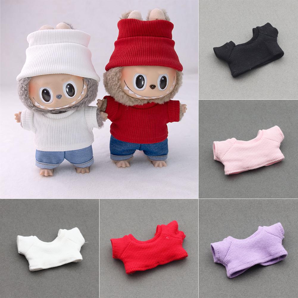 For 17cm Labubu Doll Fashion T-shirt Doll Clothes Color Match Dolls Accessories Cute Decoration Little Clothes