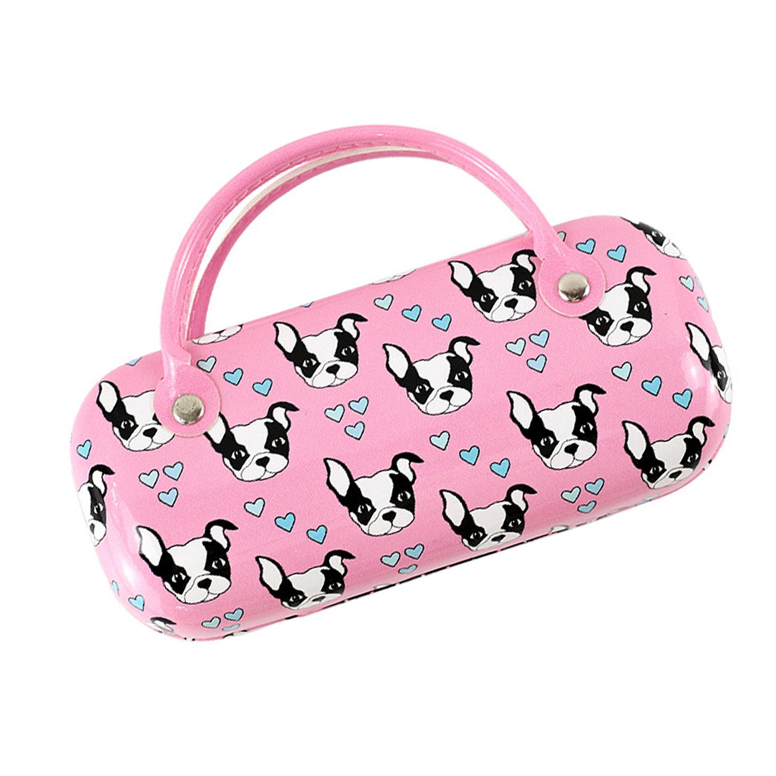 

Футляр для хранения очков с ручкой для работы, повседневного использования, для класса, офиса, держатель для очков, протекторы, чехол для солнцезащитных очков розовый