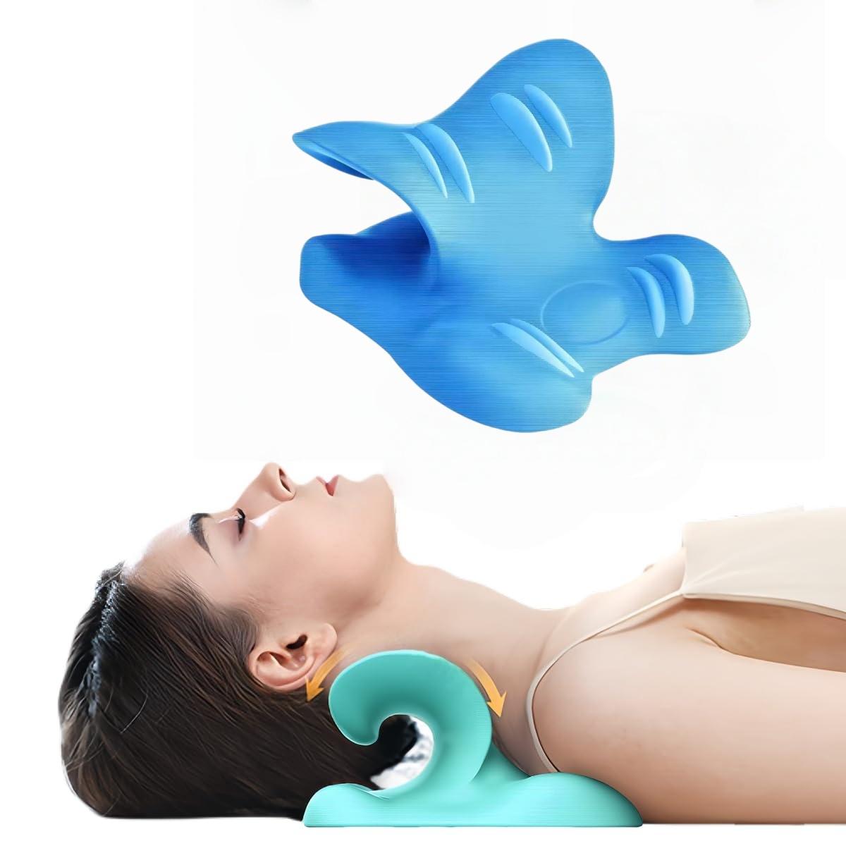 

Neck and Shoulder Relaxer Cervical Traction Device for Muscle Tension Relief Chiropractic Pillow Repair Neck Relaxatio синий