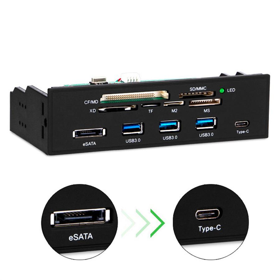 5.25" PC Computer Front Panel with USB 3.0 Hub Card Reader USB 3.1 & eSATA Port