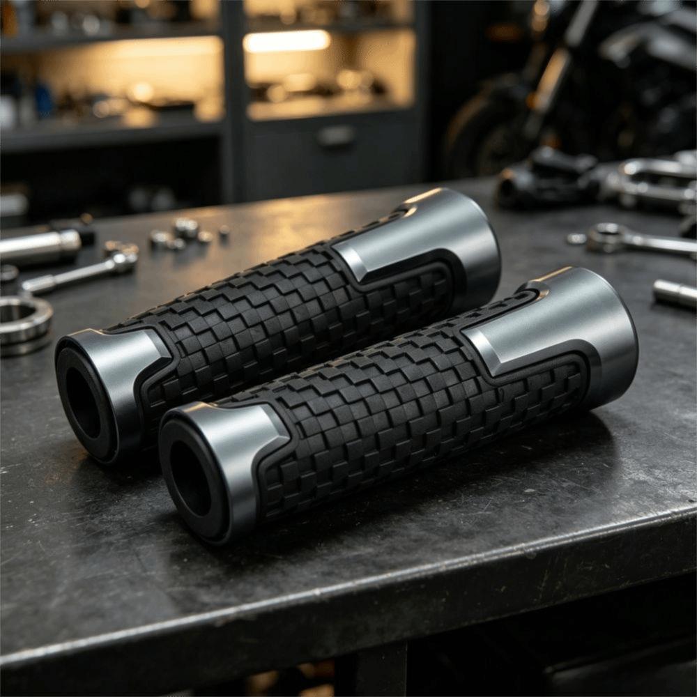 Rubber Moto Handlebars Grip CNC Aluminum Moto Handle Grip Handlebar Hand Grips Motorbike Parts
