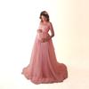 Women Pregnant Lace Long Splicing Tie Dress Maternity Photography Props Clothes