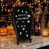 1 Set Halloween Gothic Coffin Blackboards, Wooden Felt Letter Board with Interchangeable Letters & Stand, Home Decor
