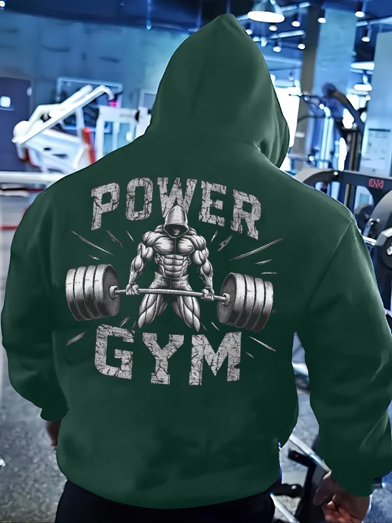 Fashionable Autumn/Winter Fitness Muscle Training Gladiator StrongmanLetter PrintComfortableSoft Hooded Outdoor Sweatshirt