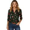 Women's T Shirt Print Button 3/4 Sleeve Daily Weekend Fashion Basic V- Neck Regular Top