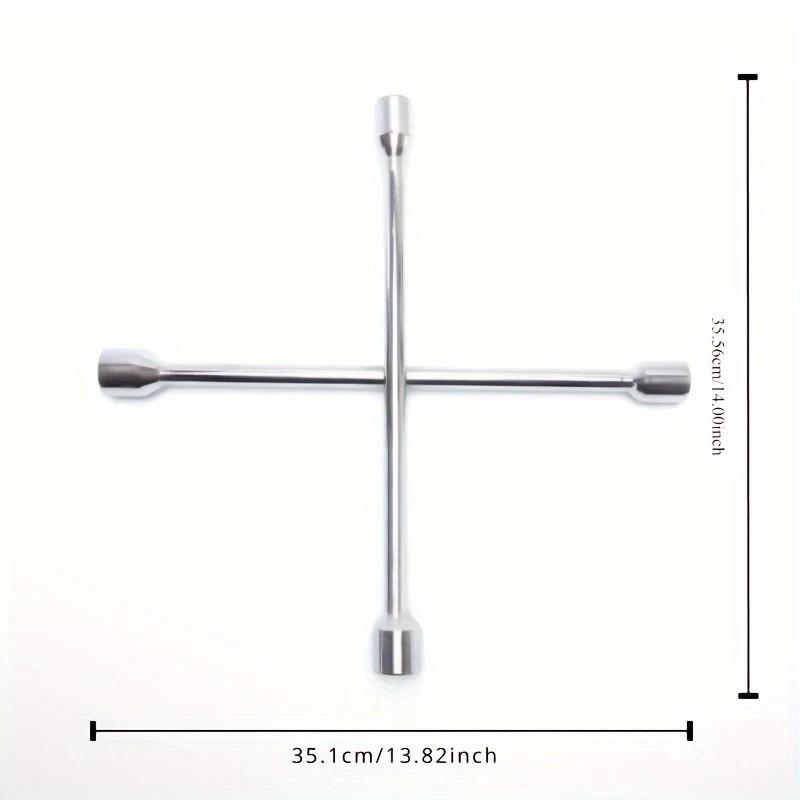 

Сверхпрочный 4-сторонний шинный ключ – Инструмент для гаек колеса для ремонта автомобильных шин, Кованая термообработанная углеродистая сталь, Хромированный, SAE и метрический 14 mm