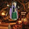 Horror Theme Party Supplies 200cm Halloween Flying Witch Prop with Scary Sounds & Glowing Eyes Thrilling Surprise Creepy for Garden Yard Lawn