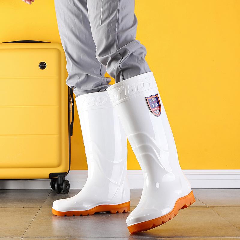 Military-Style Non-Slip White Rubber Boots for Men and Women - Thickened Wading Work Shoes