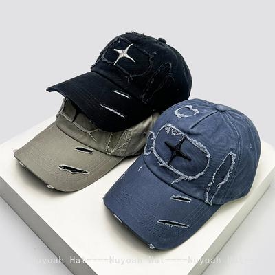 New Women Men Broken Style Cross Star Letter Embroidery Baseball Hats Sunshade Retro Versatile Personal Peaked Caps Fashion Ins