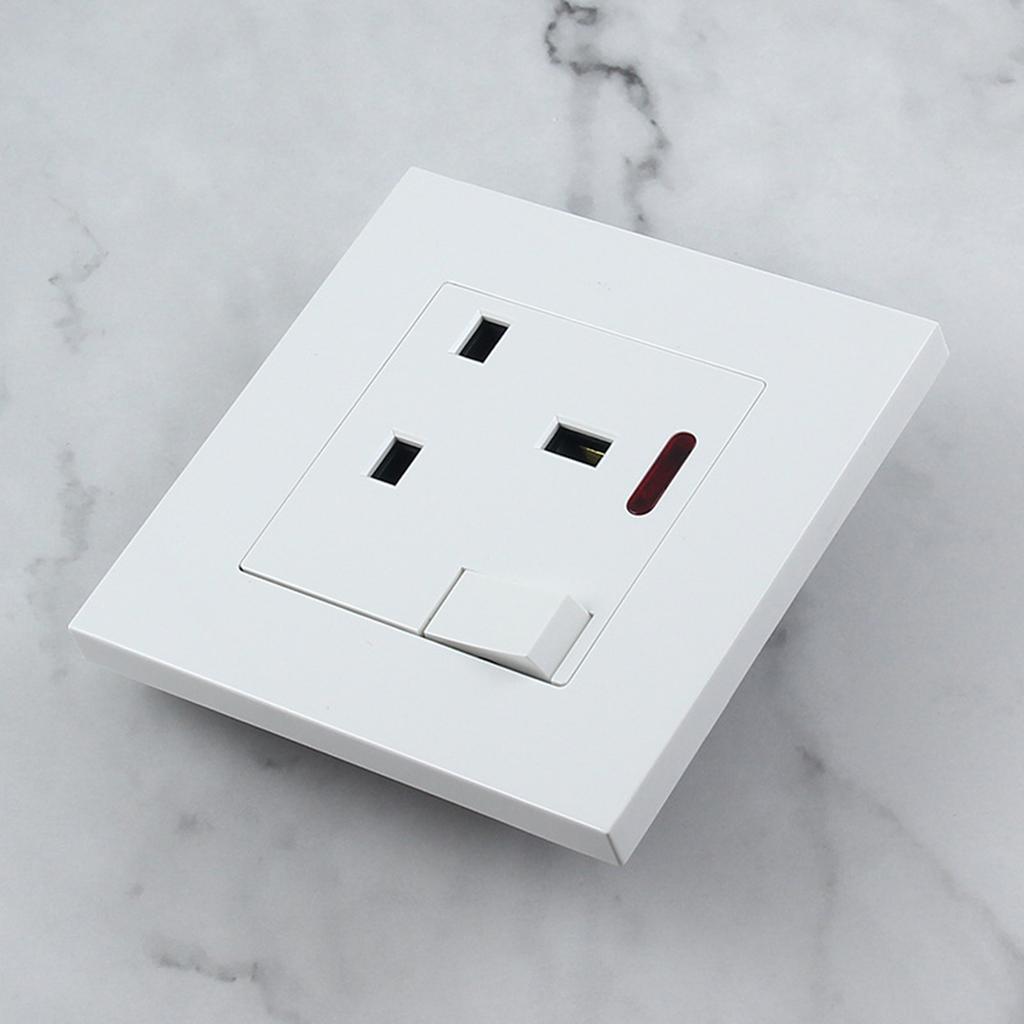 Electrical Single Switched Power Socket Wall Light Switches & Outlet UK Plug Socket Receptacle Wall Mounted Power Outlet