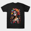 Asian Size Cotton Unisex Tshirt Print T-shirt Sugar Skull Girl, Dia De Los Muertos T-shirt No-Cut Print Regular Fit