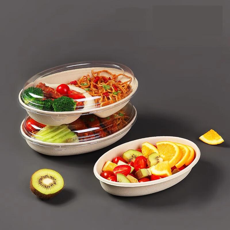 Jednorazowe owalne pojemniki na wynos z pokrywkami