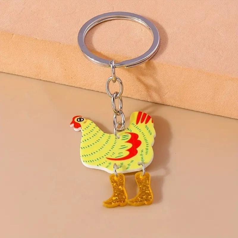 Rooster Chicken Keyring Pendant Women Girls Stylish Handbag Accessories for Everyday Use Holiday Present