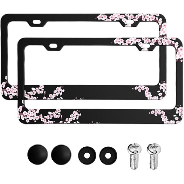 Mandark 2 Stück Kohlefaser Kennzeichenhalter für Autos, Aluminium Kfz-Kennzeichenhalter mit Schrauben, Rostfrei US-Standard Fahrzeug Vorne Hinten