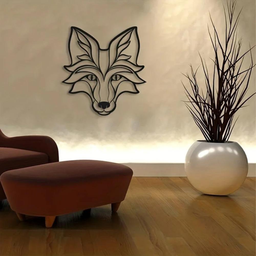Black Metal Fox Iron Silhouette Wall Art Home Decoration Sculpture