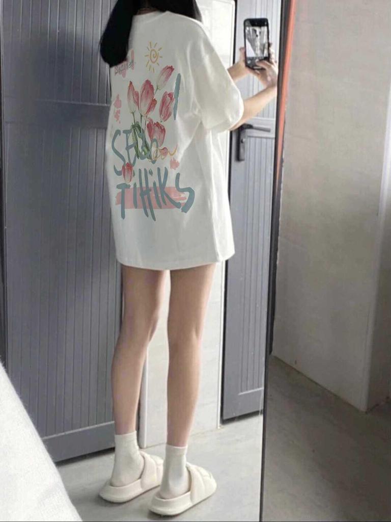 Unisex Plus Size Retro Cotton Short-Sleeve T-Shirt, Chic Hong Kong Style Loose Fit
