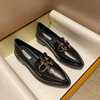 Dames Loafers Schoenen met Puntige Neus Metalen Ketting Platform Casual Dames Sneakers Oxfords Instappers Gesp Creepers op Hakken Leer