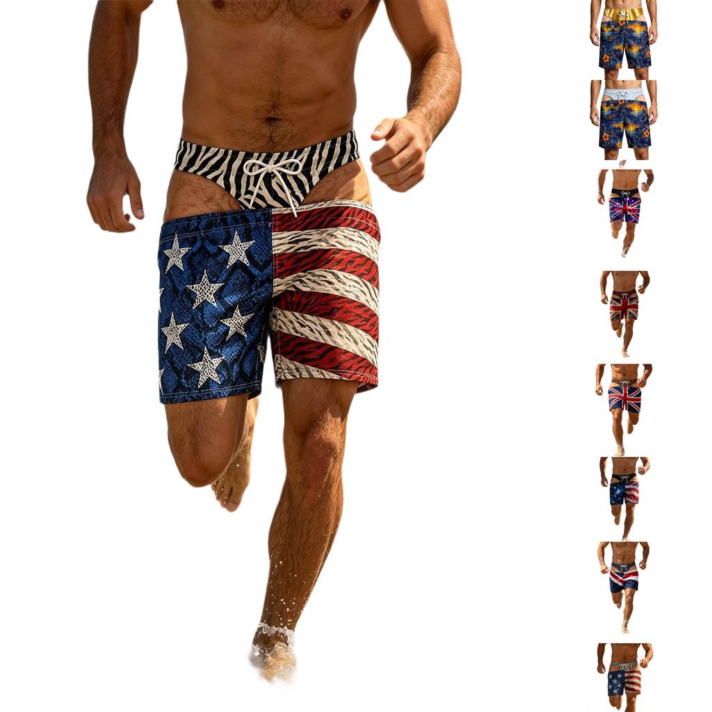 Men's Funny Printed Novelty Beach Shorts for Summer Vacation Casual Loose Fit Swim Trunks
