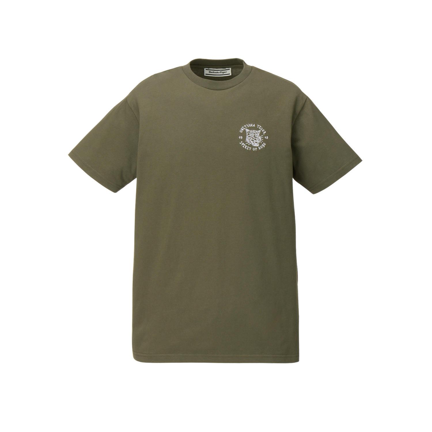 Onitsuka Tiger Graphic Simple Short Sleeve T-Shirt Unisex tops Dark-Green 2183B540-200 S