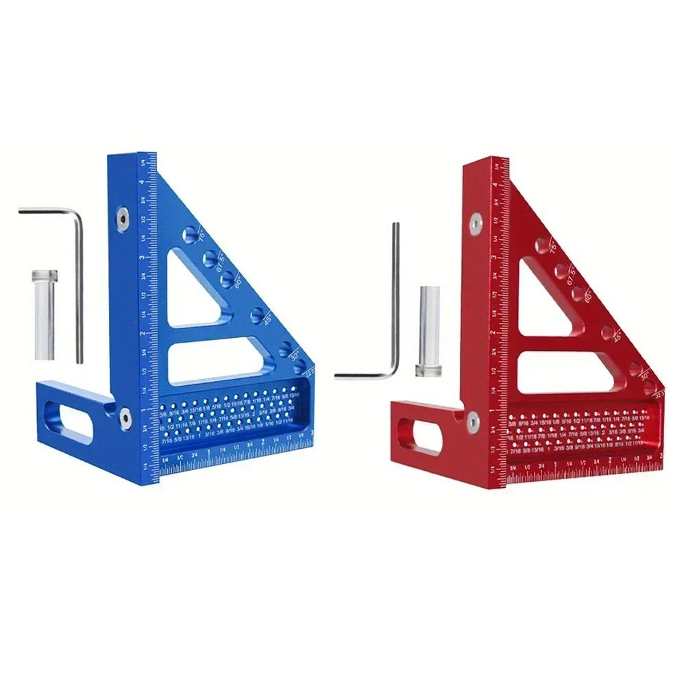 Woodworking Miter Triangular Ruler Aluminum Alloy Square Protractor Imperial Hand Tools Power Tool Accessories Household Supplie