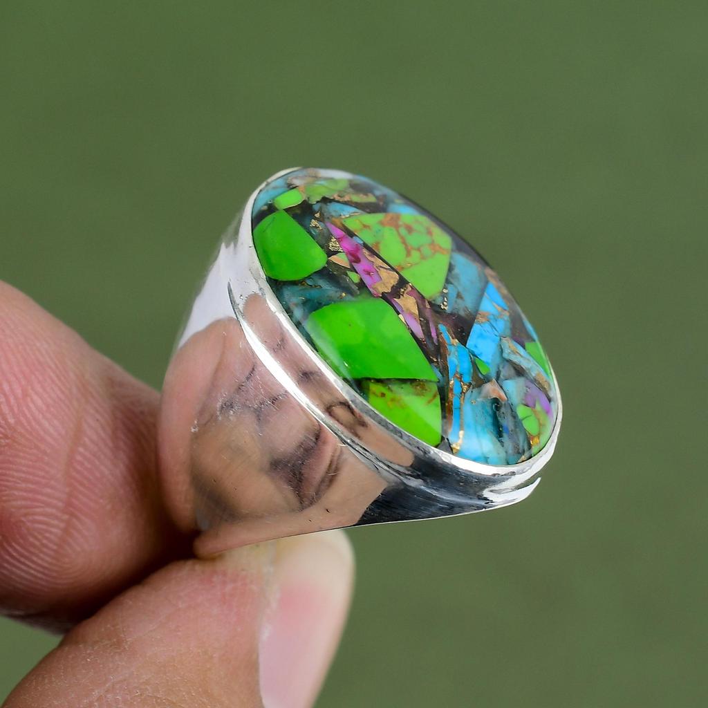 Fiesta Kingman Turquoise Ring 925 Sterling Silver Ring Handmade Original Gemstone Jewelry Multi Copper Turquoise Ring Available In Ring Size