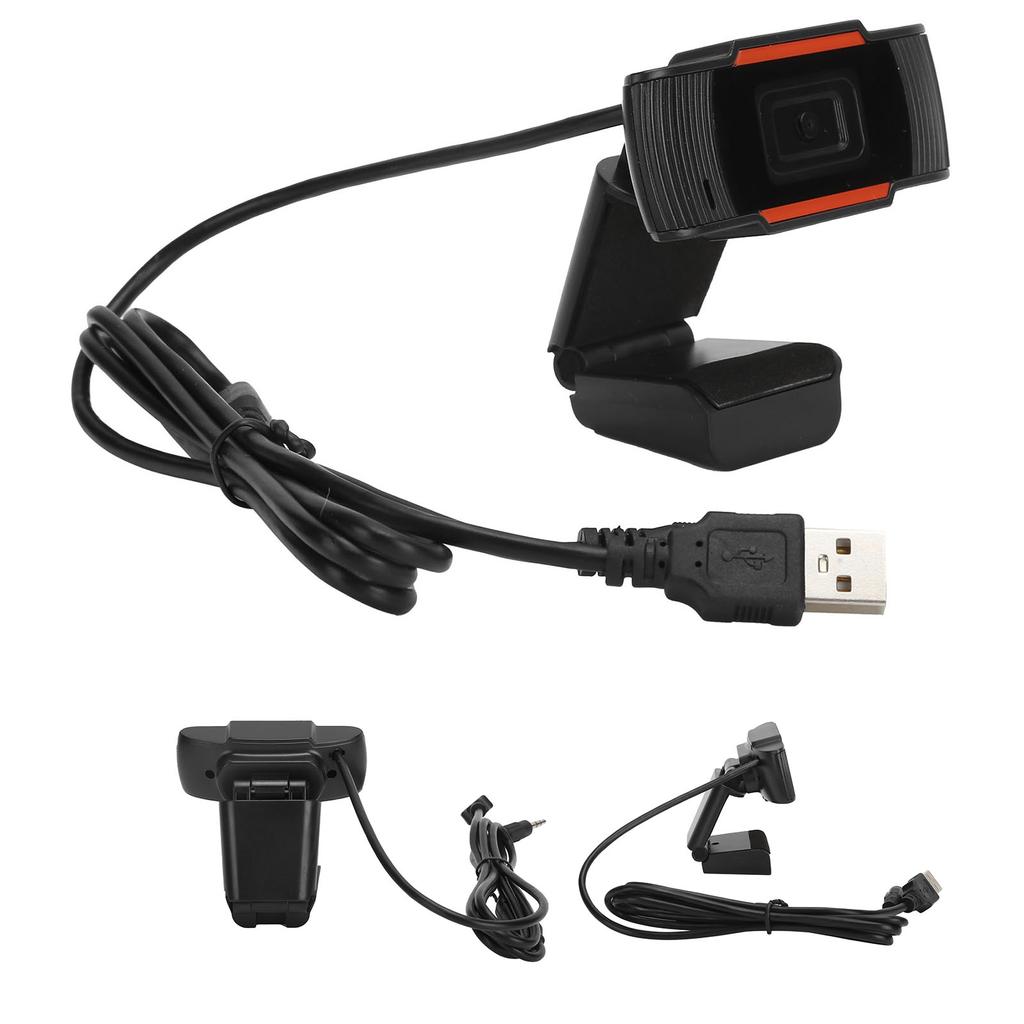 720P Web Camera Full HD Webcam with Noise Cancelling Microphone MultiFunction Base