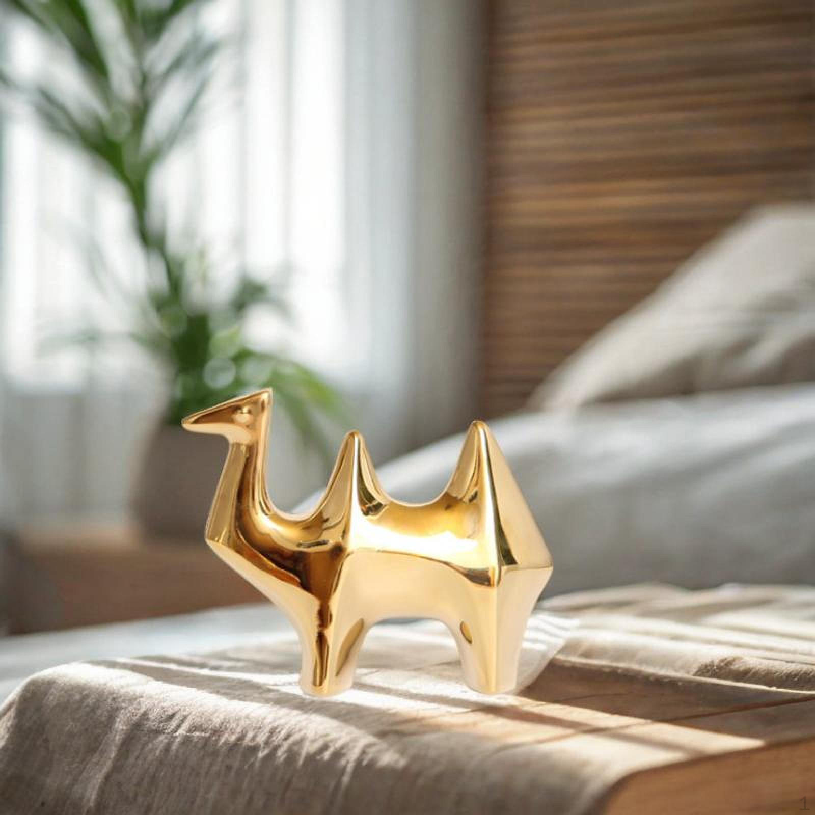 Статуэтка верблюда, статуя животного, художественные поделки, маленькая портативная модная скульптура-украшение для рабочего стола золотой