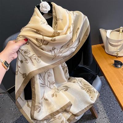 New Simple and Elegant Women's Printed Scarf Korean Style Light Luxury Spring and Autumn Fashion Exterior Shawl Scarf Scarf