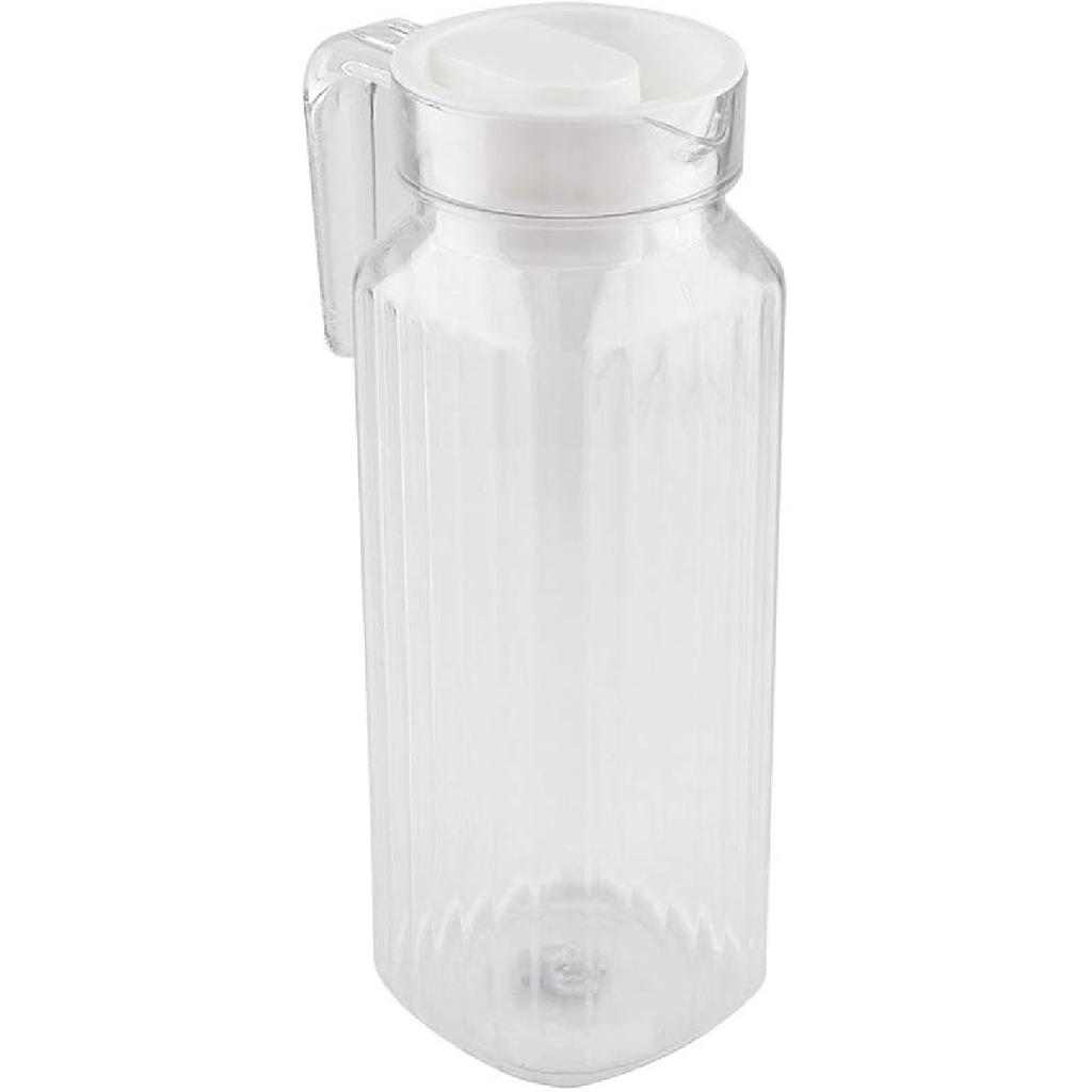Tbest Acrylic Pitcher with Lid,Transparent Juice Jug Water Pitcher for Iced Tea,500ml Acrylic Transparent Bottle Striped Water Ice Cold Jug with Lid