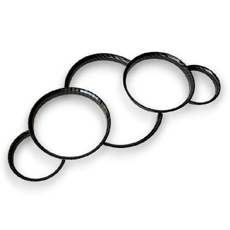 1 Set 5pc Gloss Carbon Fiber Style Dashboard Dial Gauge Rings Bezel Trim for Porsche Cayenne 955 957 9PA