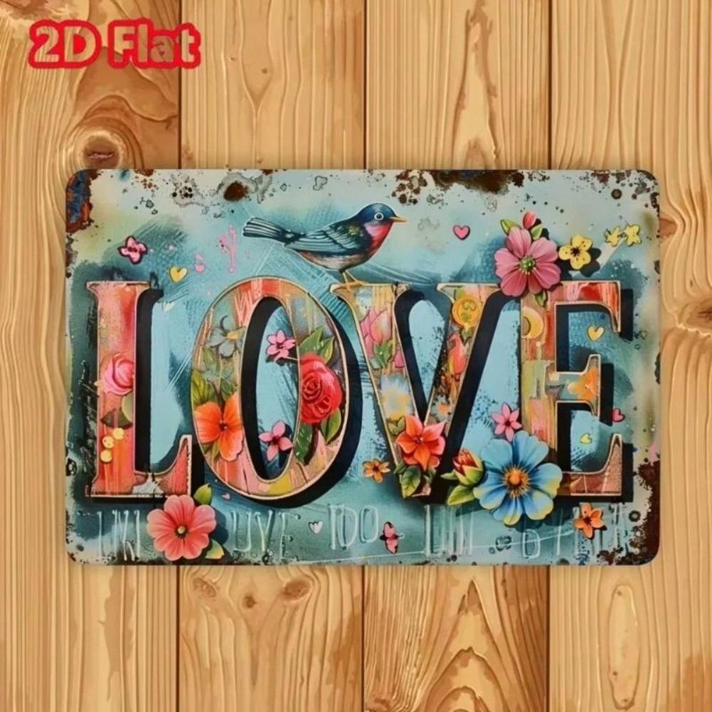 Metal Sign Love Peace, Wall Decor for Home Bar Cafe, Vintage Tin Poster Art