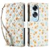 For Oppo A60 4G Wallet Case Rhombic Floral Design Leather Flip Phone Cover with Strap
