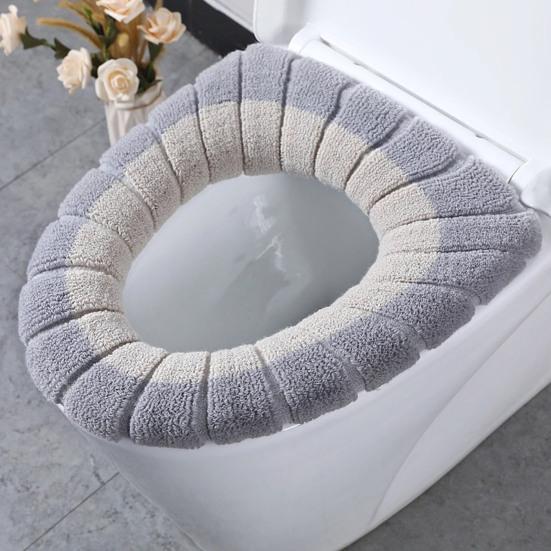 Toilet Seat Cover Mat Soft Velvet Fabric Universal Bathroom Toilet Seat Cover Washable Closestool