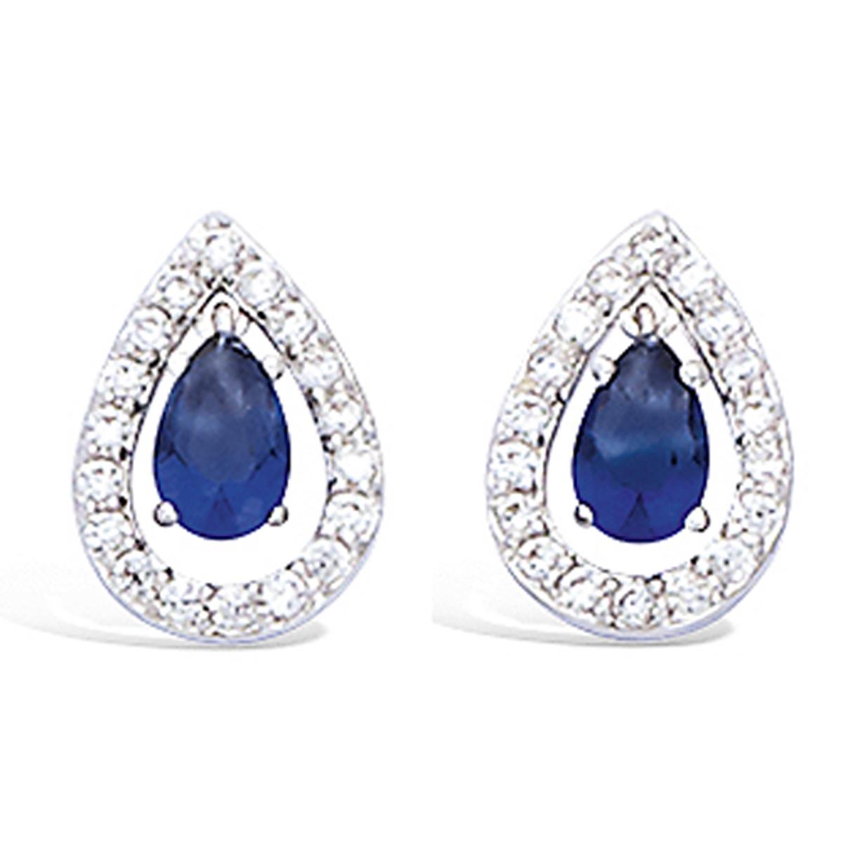 

Les Trésors De Lily [L7438] - Серебряные серьги Sissi серебристо-белый сапфир (родированное покрытие) - 12x8 мм