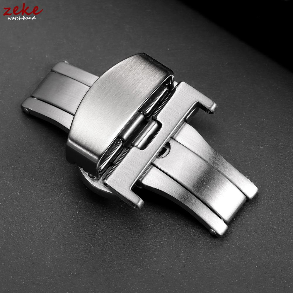 Stainless Steel Butterfly Deployment Buckle Matte Button Double Click Clasp Watch Strap 12/14/16/18/20/22mm Watches Accessories