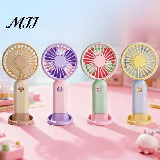Compact Travel Fan Portable Handheld Mini Fan, 3 Speed USB Rechargeable Personal with Essential Detachable Stand, Quiet Cooling for Office,