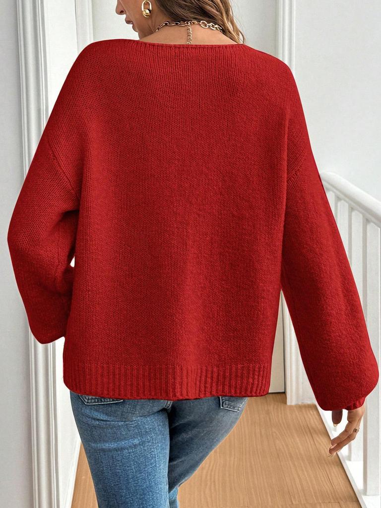 2024 Loose Cardigan Sweater - Solid Color, Tie-up, Casual Style